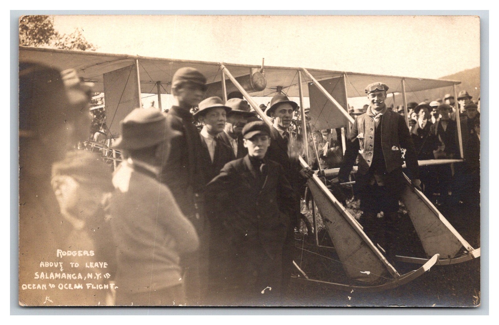 Salamanca New York Pilot Rodgers Early Transatlantic Flight Real Photo Postcard