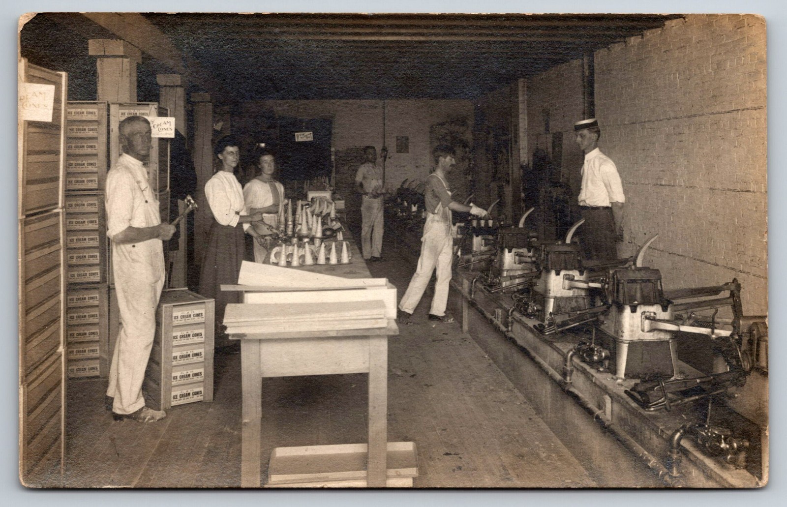 G&N Ice Cream Cone Makers Factory Joy Cone Real Photo Postcard