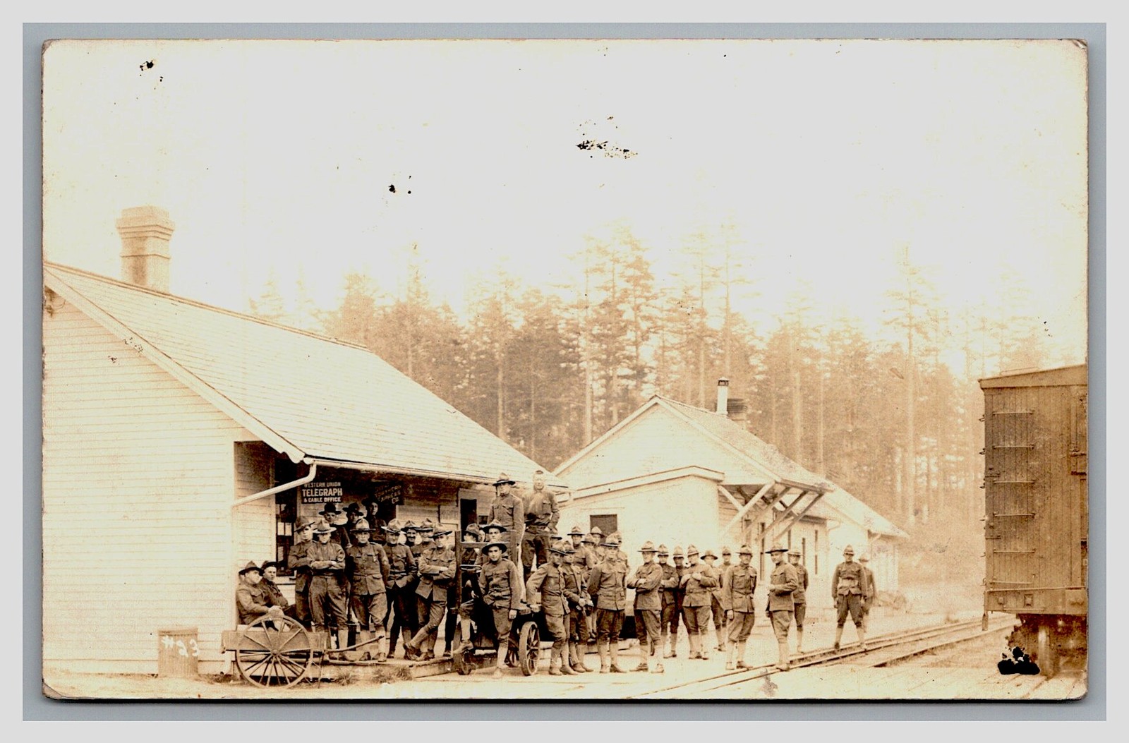 Fort Stevens Oregon Railroad Depot Post Office SP&S Railroad Great Northern Railway Real Photo Postcard