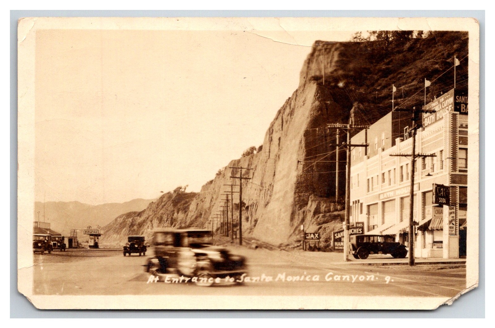 Santa Monica Canyon Entrance Bathhouse Restaurant Cafe Real Photo Postcard