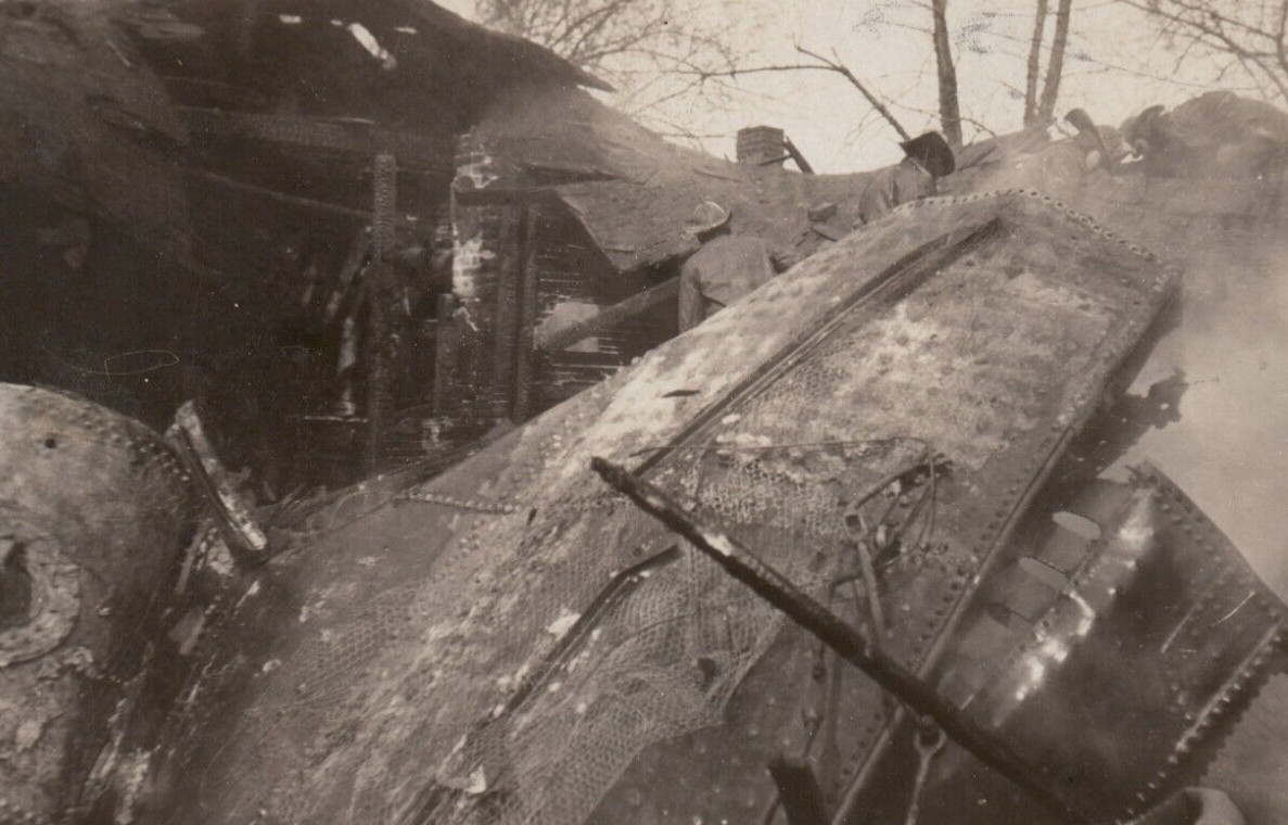 Train Accident Disaster With Firefighters And House Real Photo Postcard