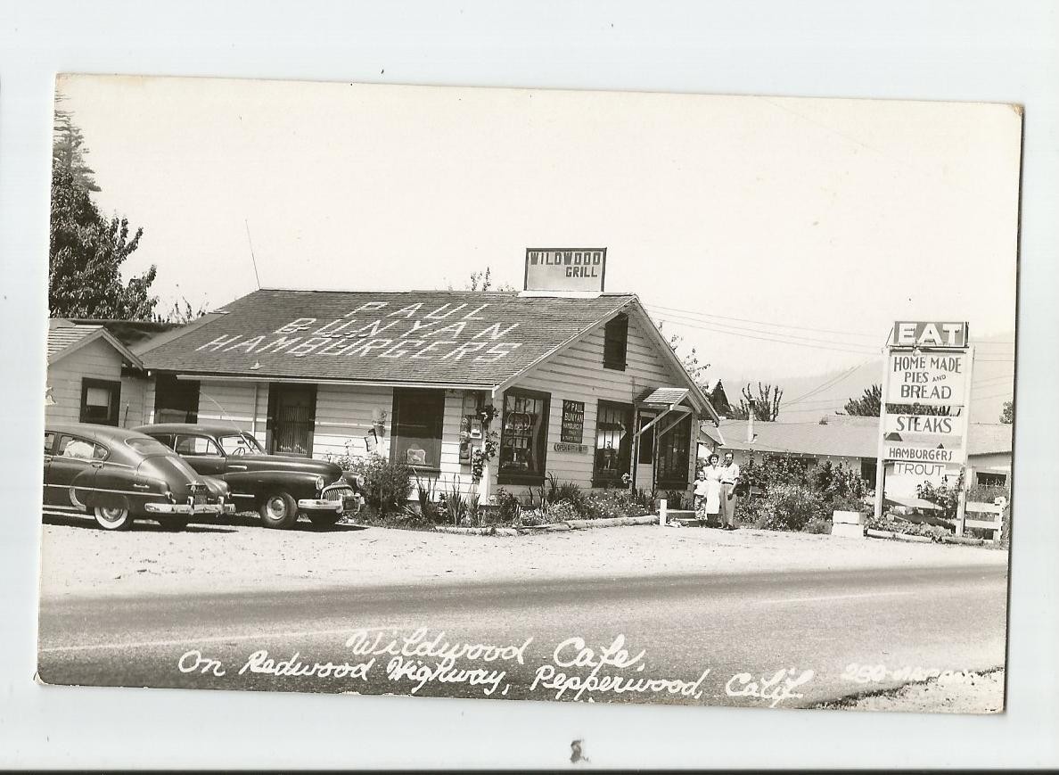 Pepperwood California Wildwood Cafe Redwood Highway Real Photo Postcard