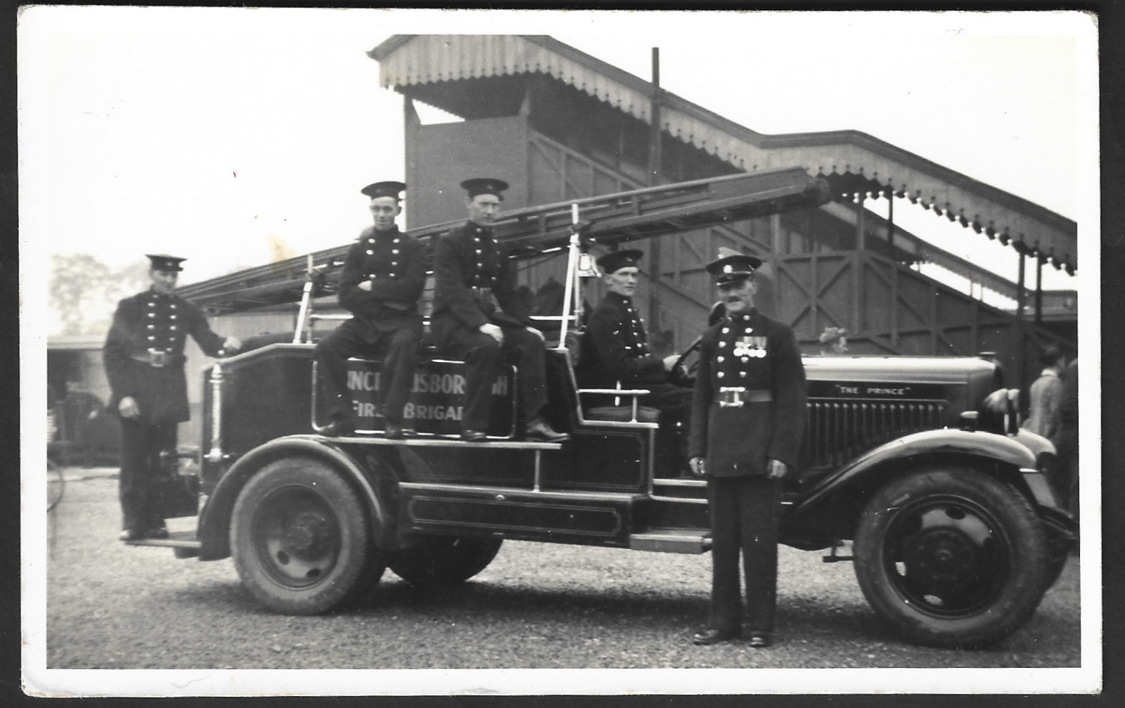 Princes Risborough Fire Brigade Firemen, Engine, And Medals 1920 Real Photo Postcard