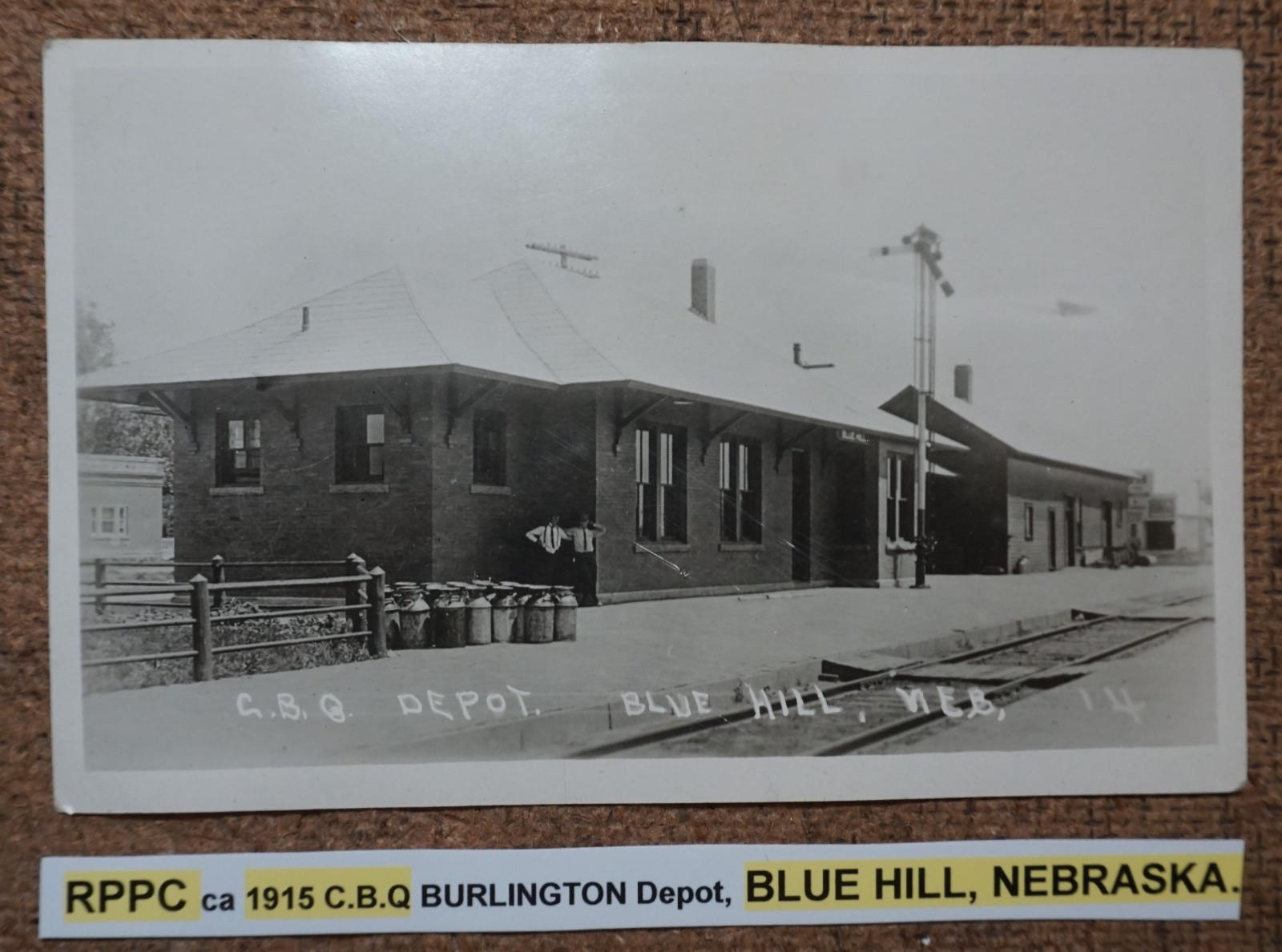 Blue Hill Nebraska Burlington Depot 1915 Real Photo Postcard