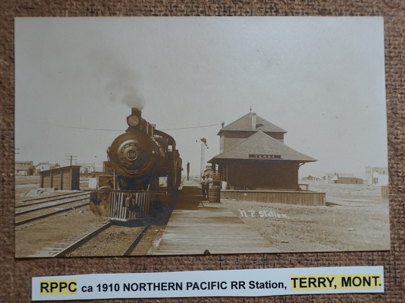 Terry Montana Northern Pacific Railroad Station 1910 Real Photo Postcard