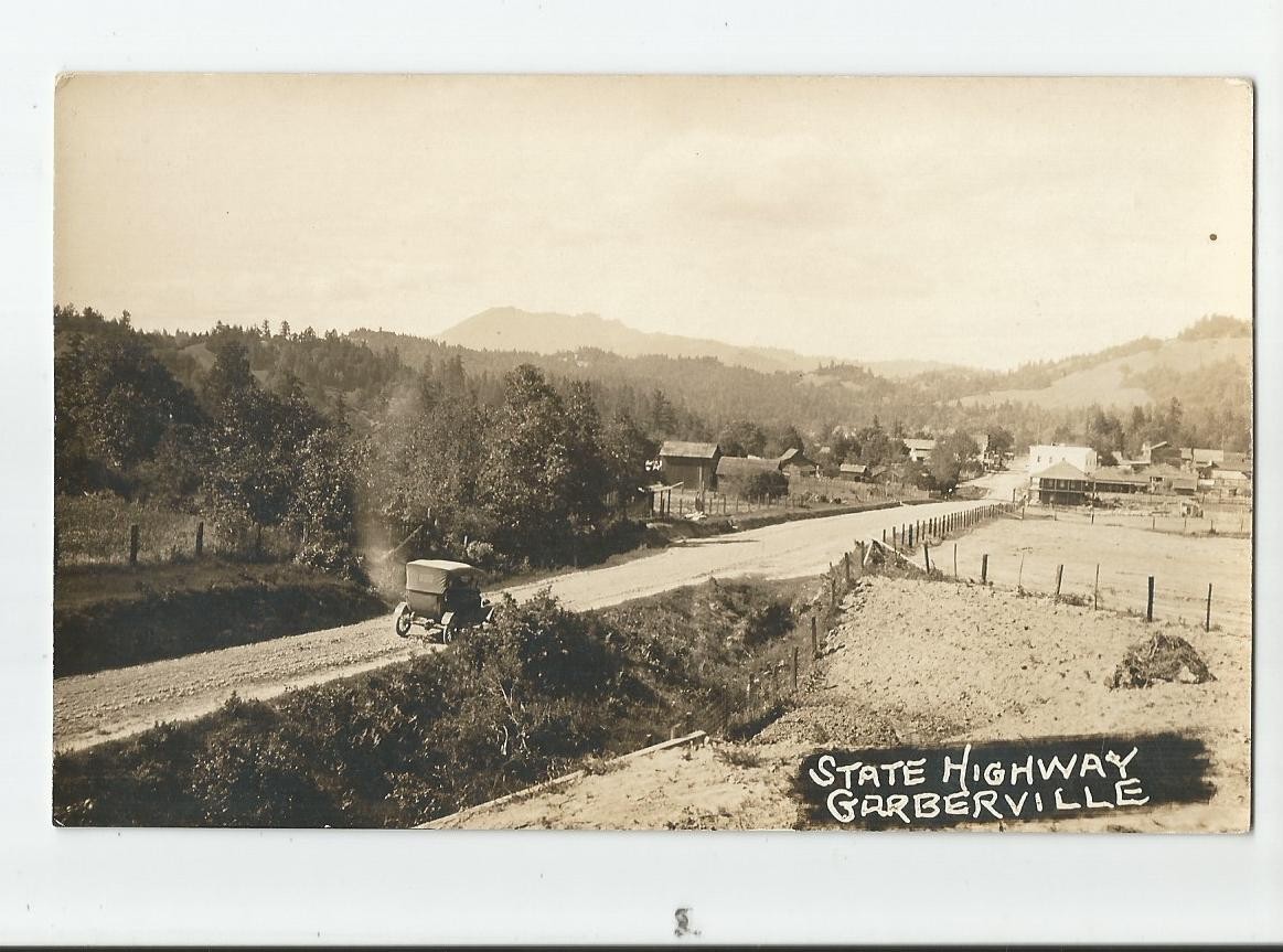 Garberville California Redwood Highway Early View Real Photo Postcard