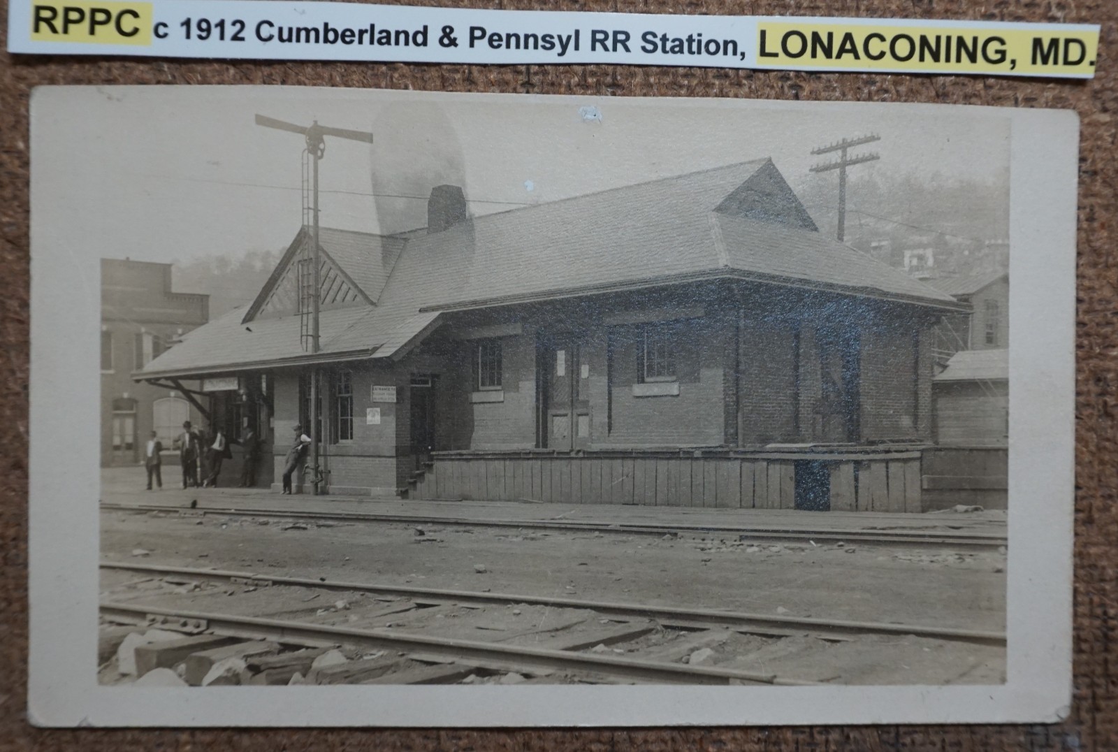 Lonaconing Maryland Cumberland & Pennsyl RR Station 1912 Real Photo Postcard