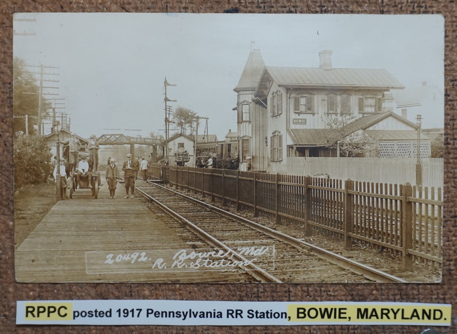 Bowie Maryland Pennsylvania Railroad Station 1917 Real Photo Postcard