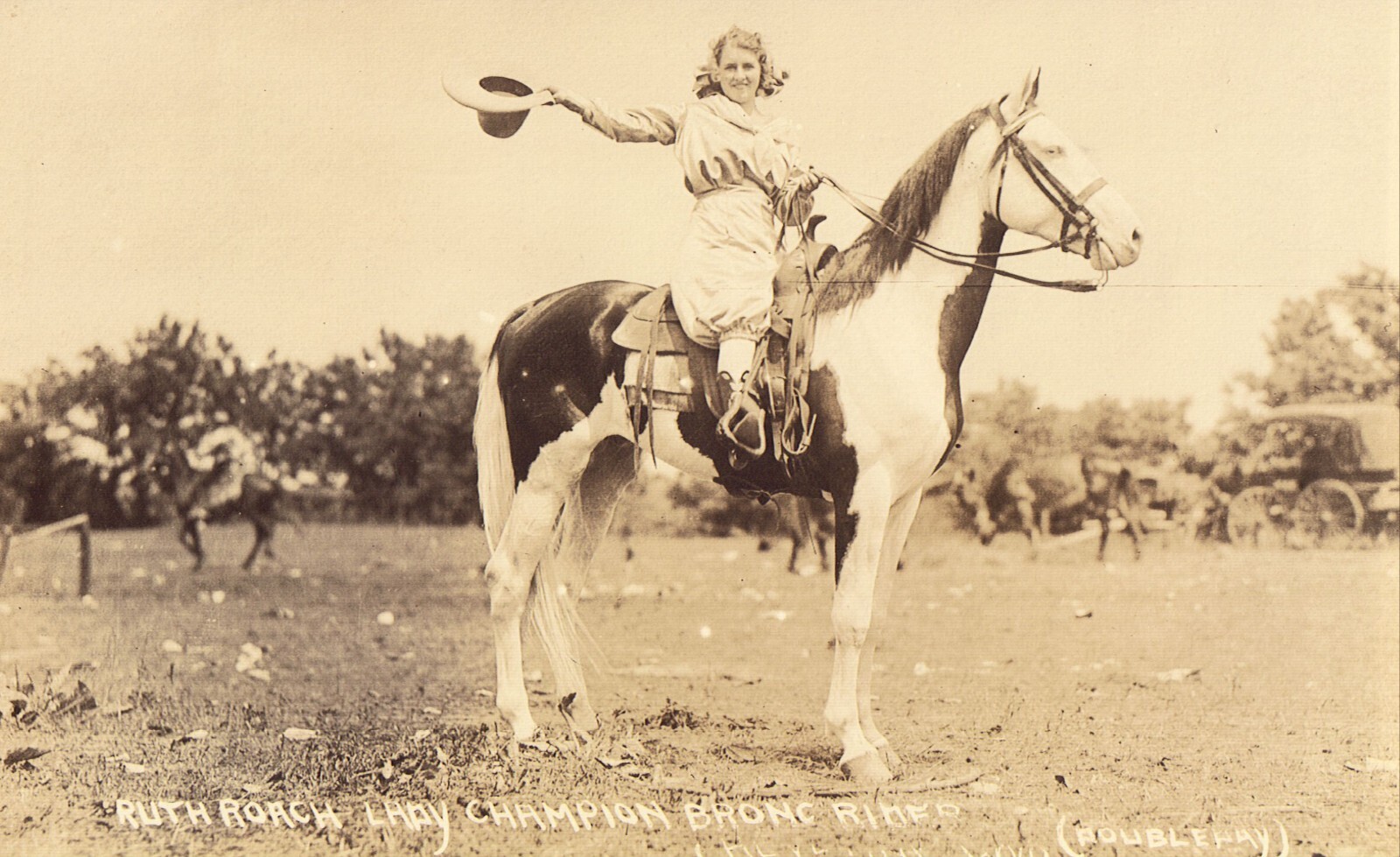 Cheyenne Wyoming Ruth Roach Champion Bronc Rider Doubleday Real Photo Postcard