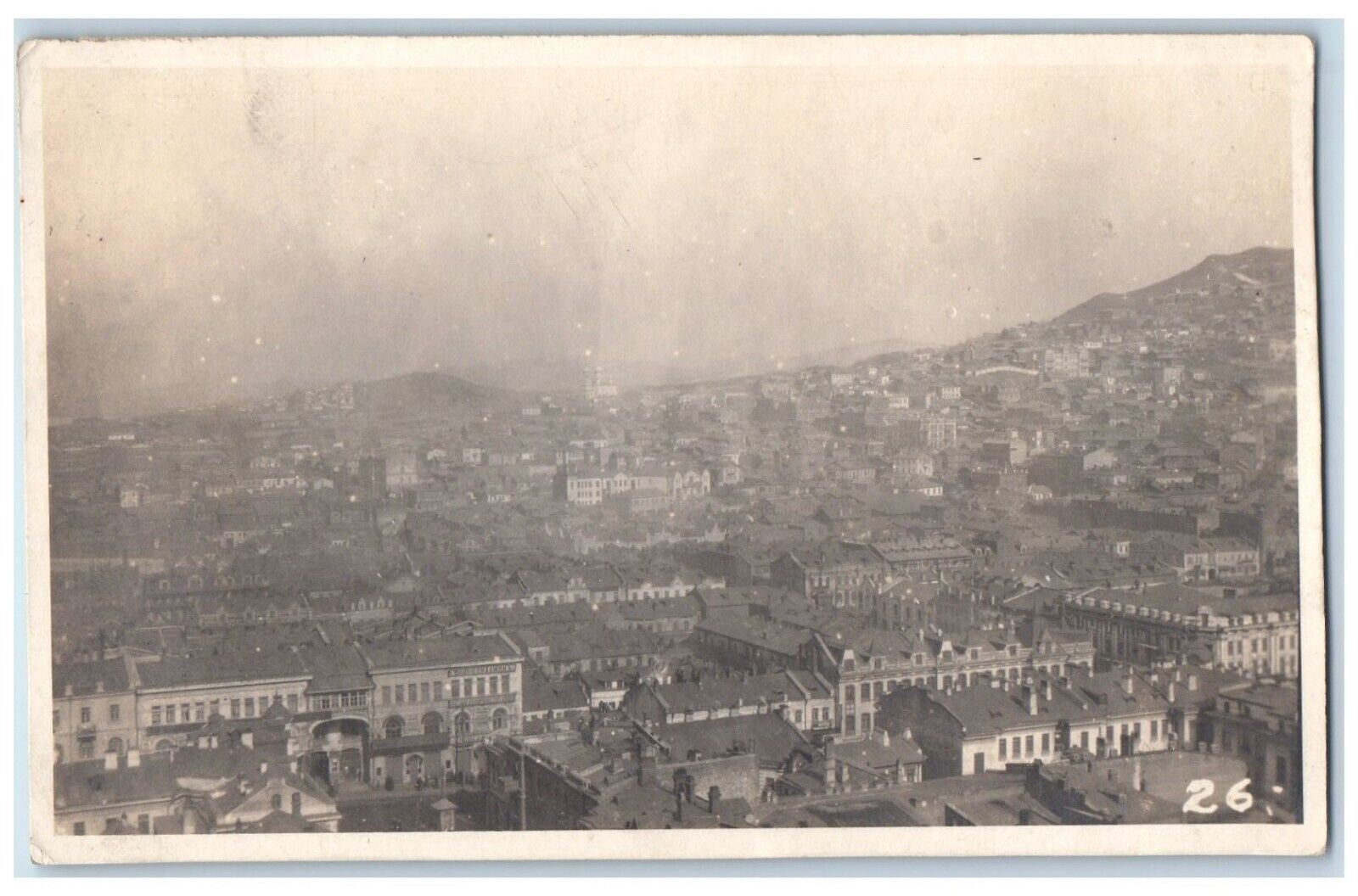 Vladivostok Russia Bird's Eye View World War 1 1918 Real Photo Postcard