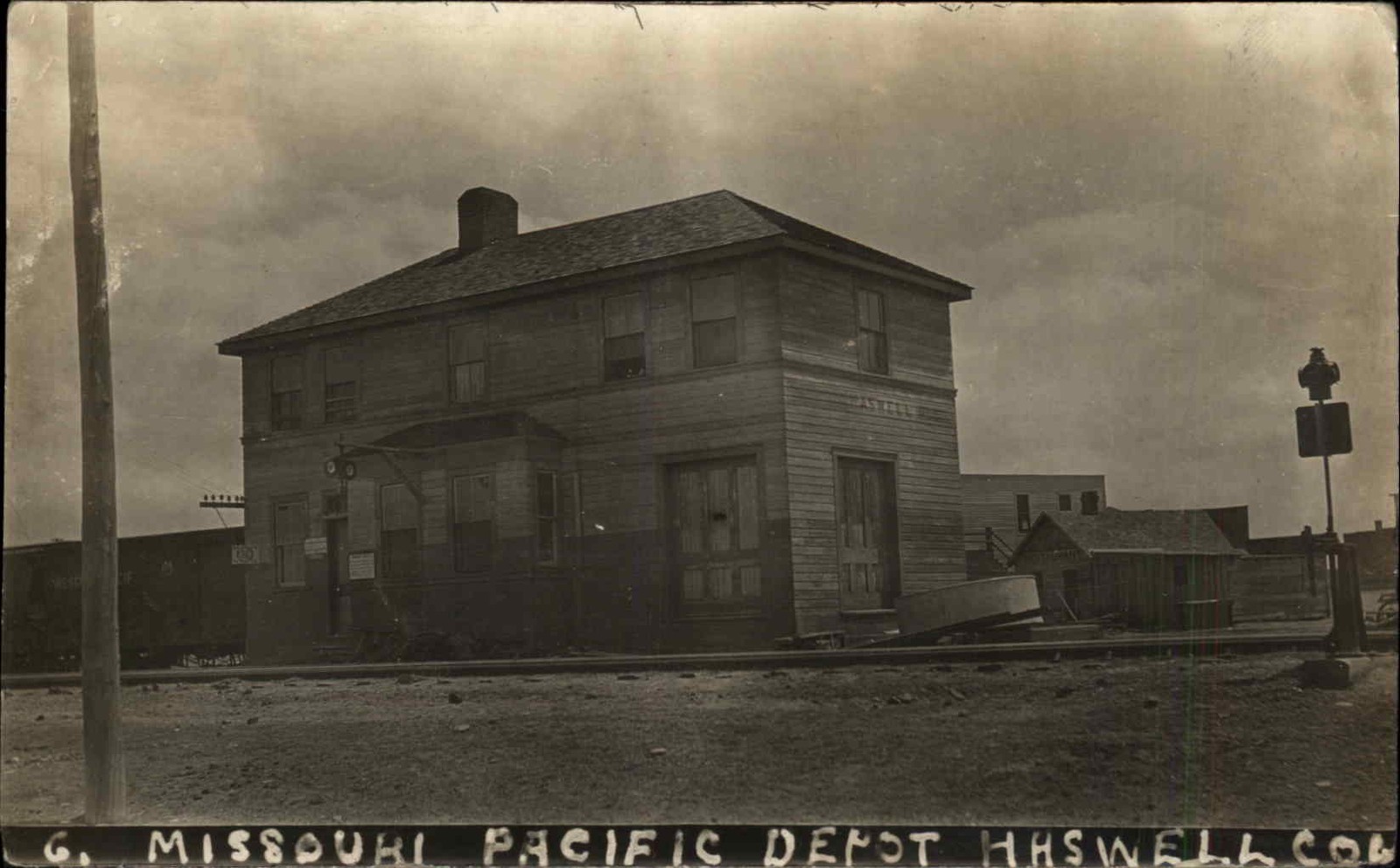 Haswell Colorado Missouri Pacific Railroad Train Station Depot 1910 Real Photo Postcard