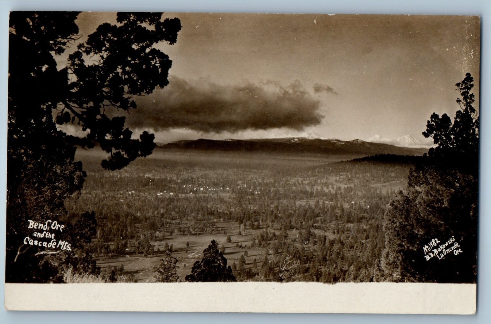 Bend Oregon Cascade Mountains BB Bakowski 1910 Real Photo Postcard