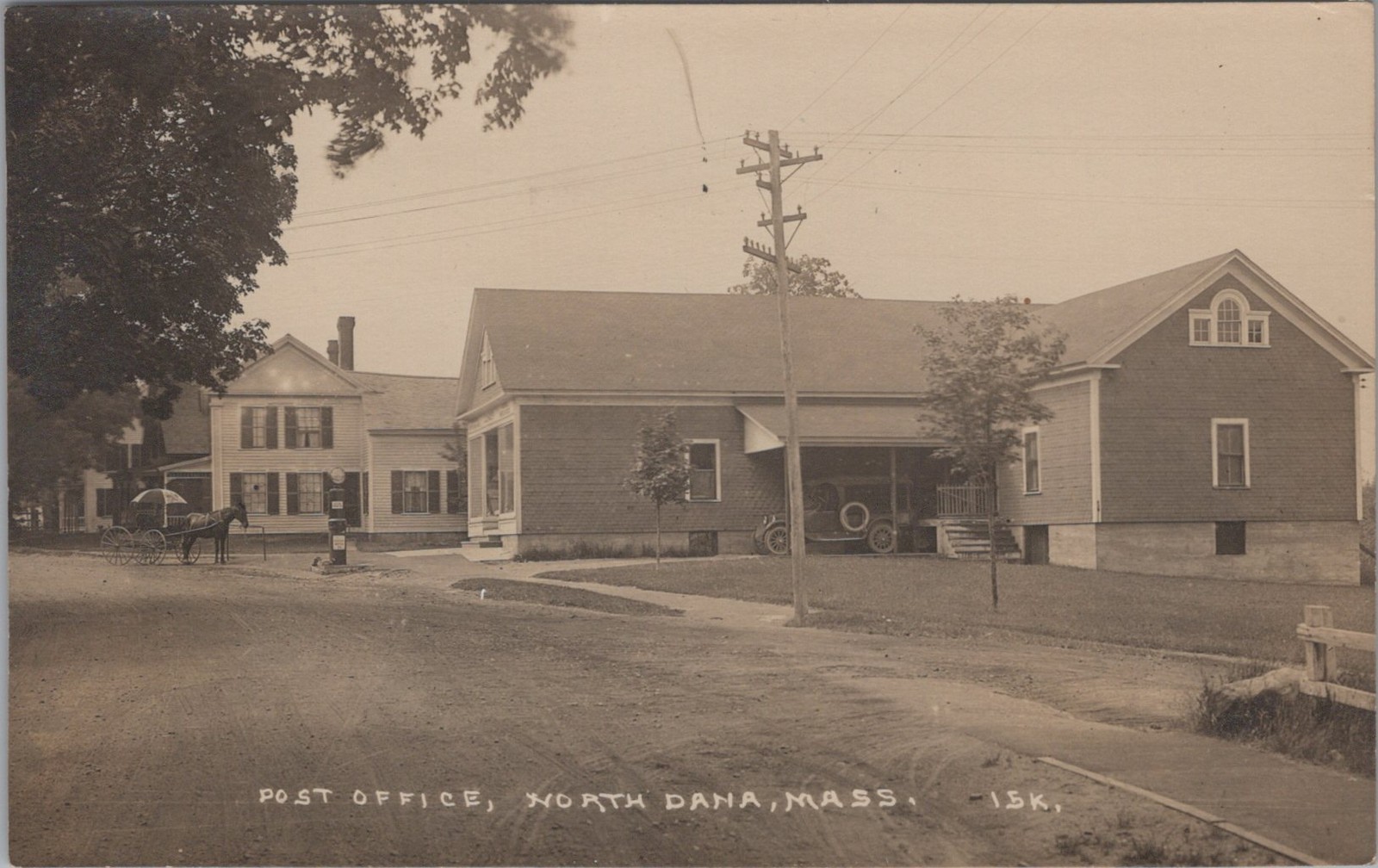 North Dana Massachusetts Quabbin Reservoir Lost Town Post Office Gas Pump Real Photo Postcard