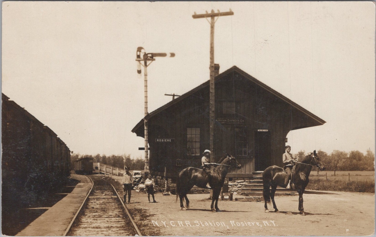 Rosiere New York NYC Railroad Station Depot Freight Cars 1910 Real Photo Postcard