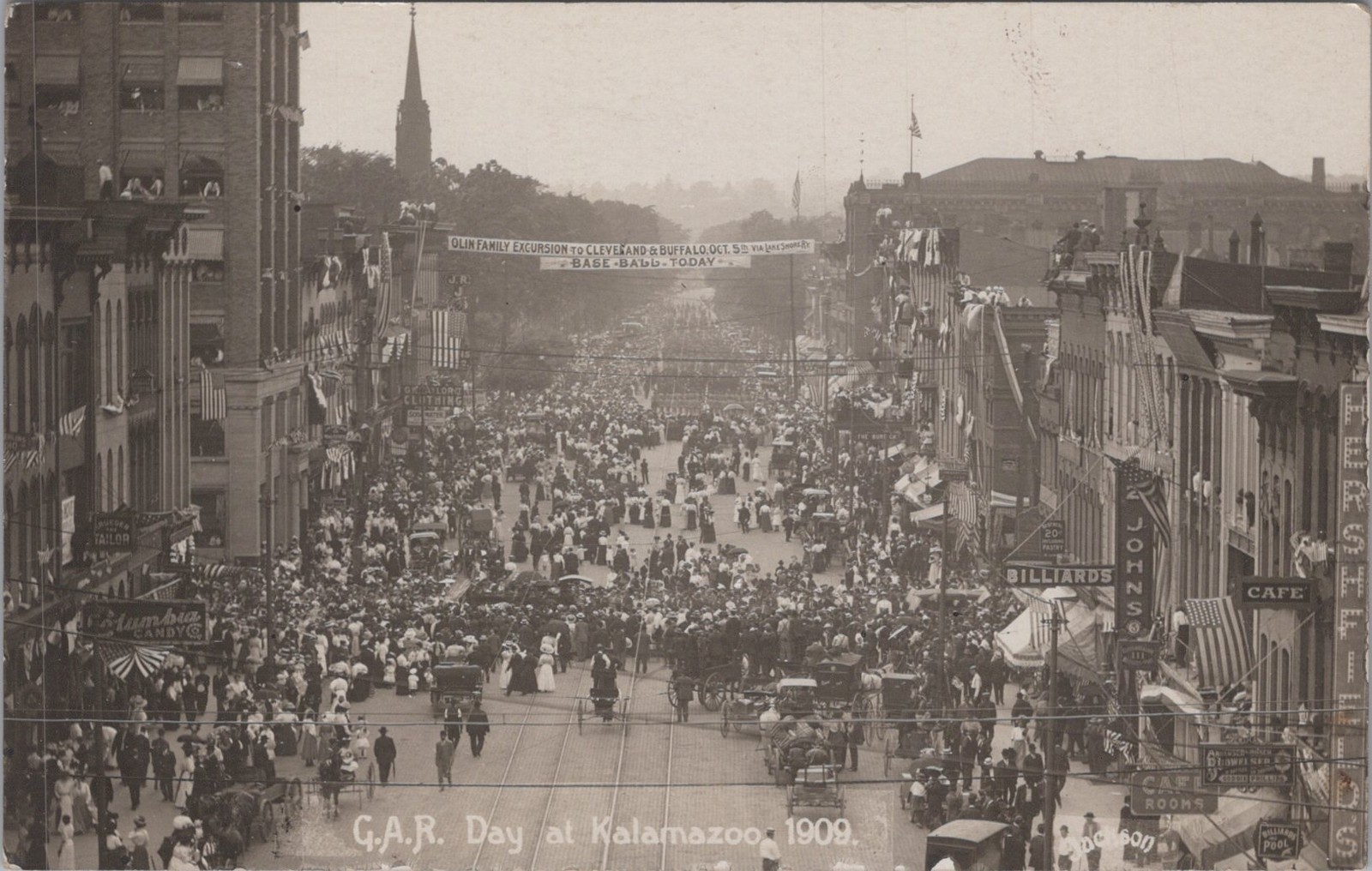 Kalamazoo Michigan Gar Day Baseball Today Billiards 1909 Real Photo Postcard