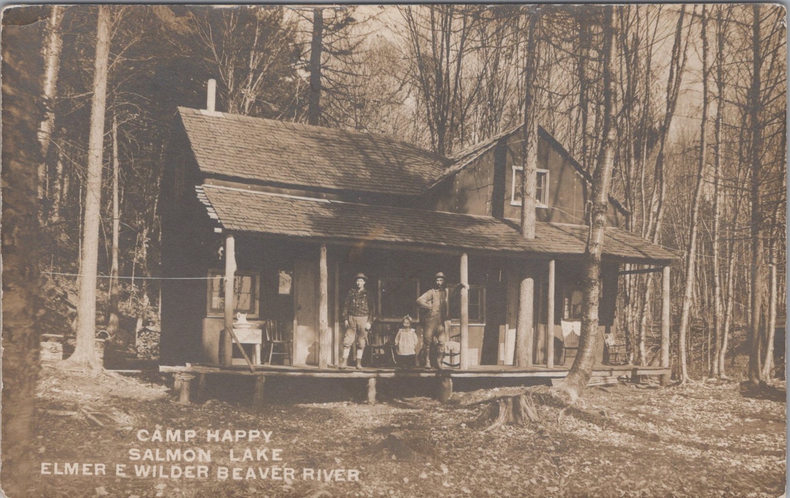 Wilder New York Camp Happy Salmon Lake Beaver River Real Photo Postcard