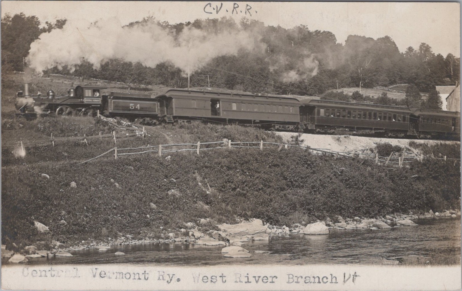 Central Vermont Railway West River Branch Train Railroad Real Photo Postcard