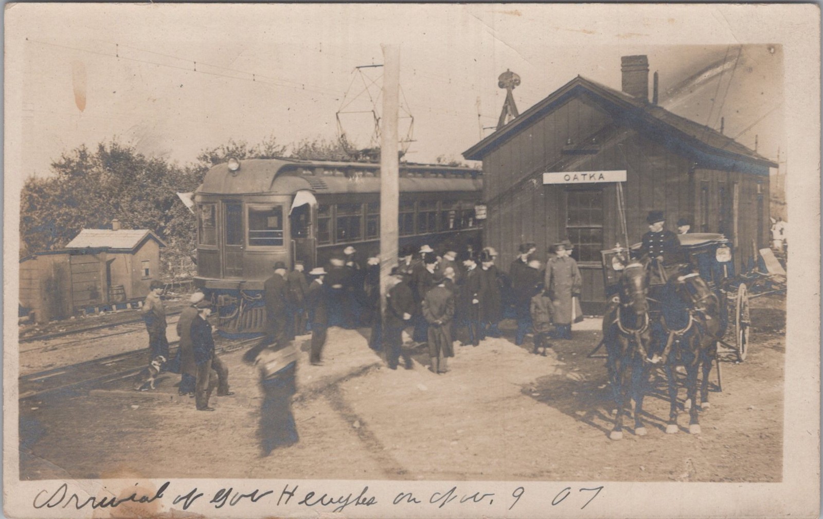 **New York Arrival Of Gov Oatka Interurban Car Station 1900s Real Photo Postcard**