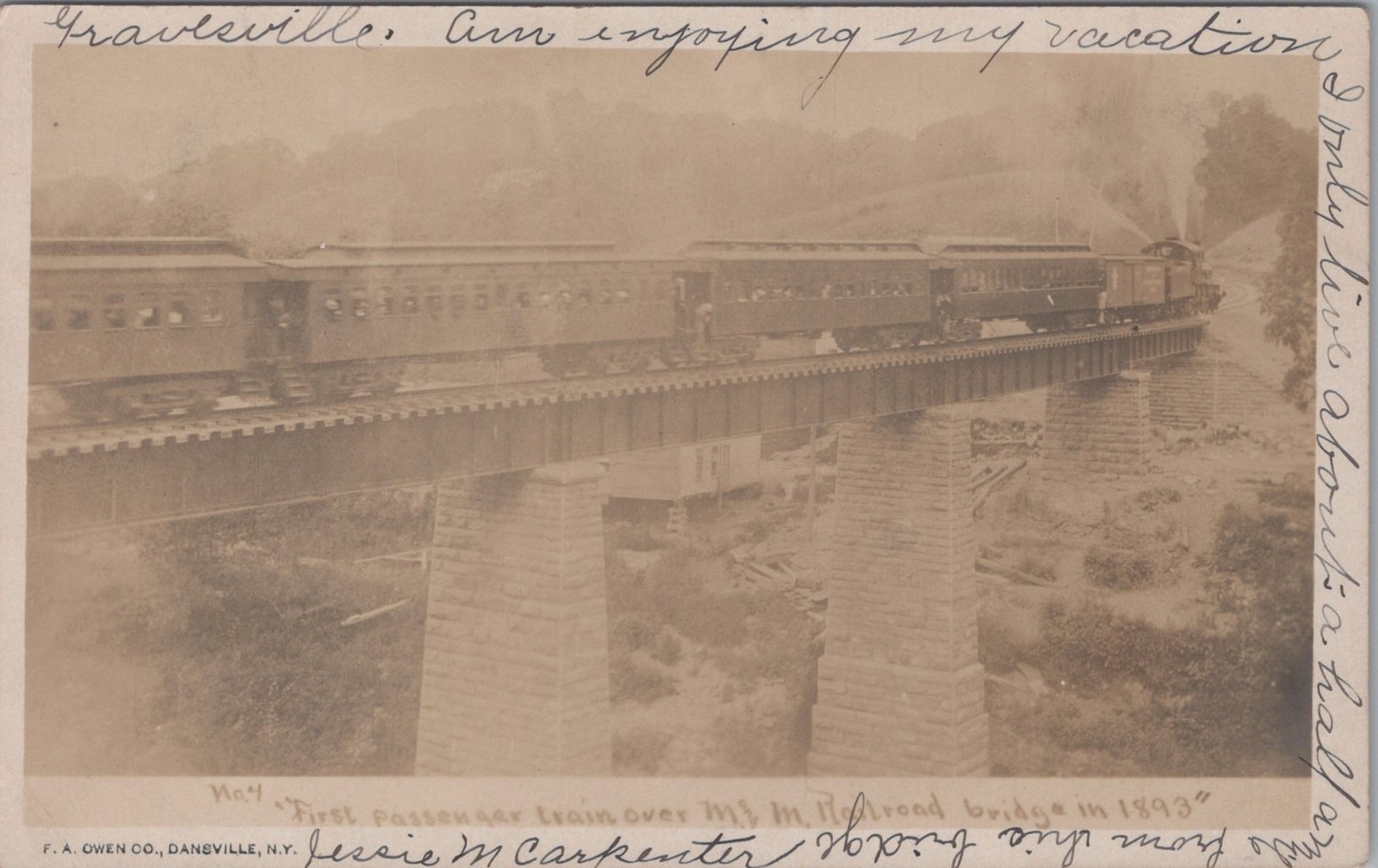 Gravesville New York First Passenger Train MM Railroad Bridge 1907 Real Photo Postcard