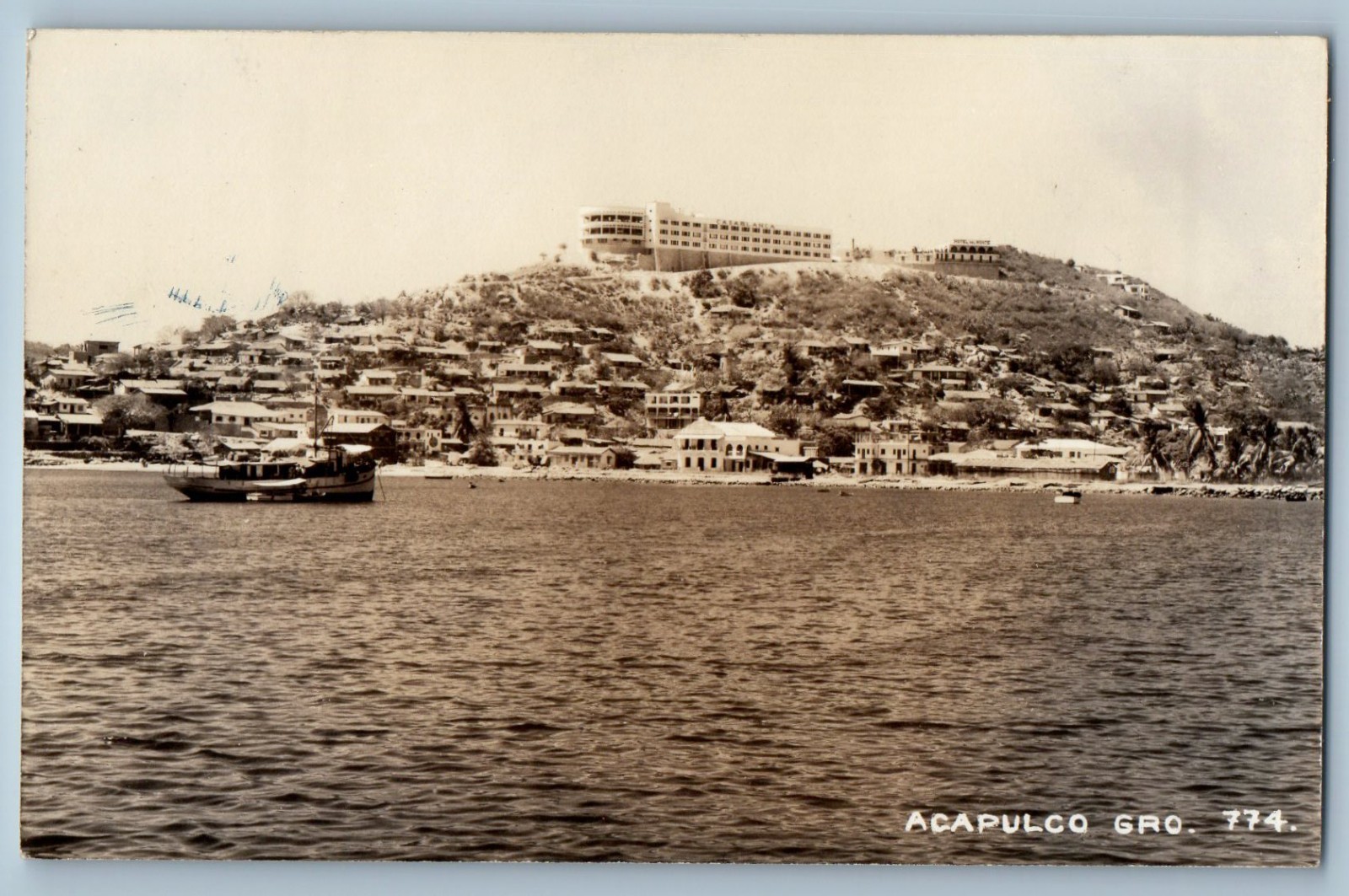 Acapulco Mexico Steamboat Sailing Scene Real Photo Postcard