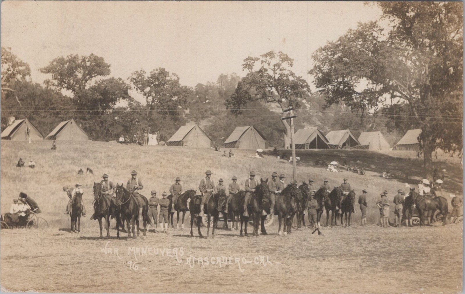 Atascadero California Military Camp Cavalry War Maneuvers 1910 Real Photo Postcard