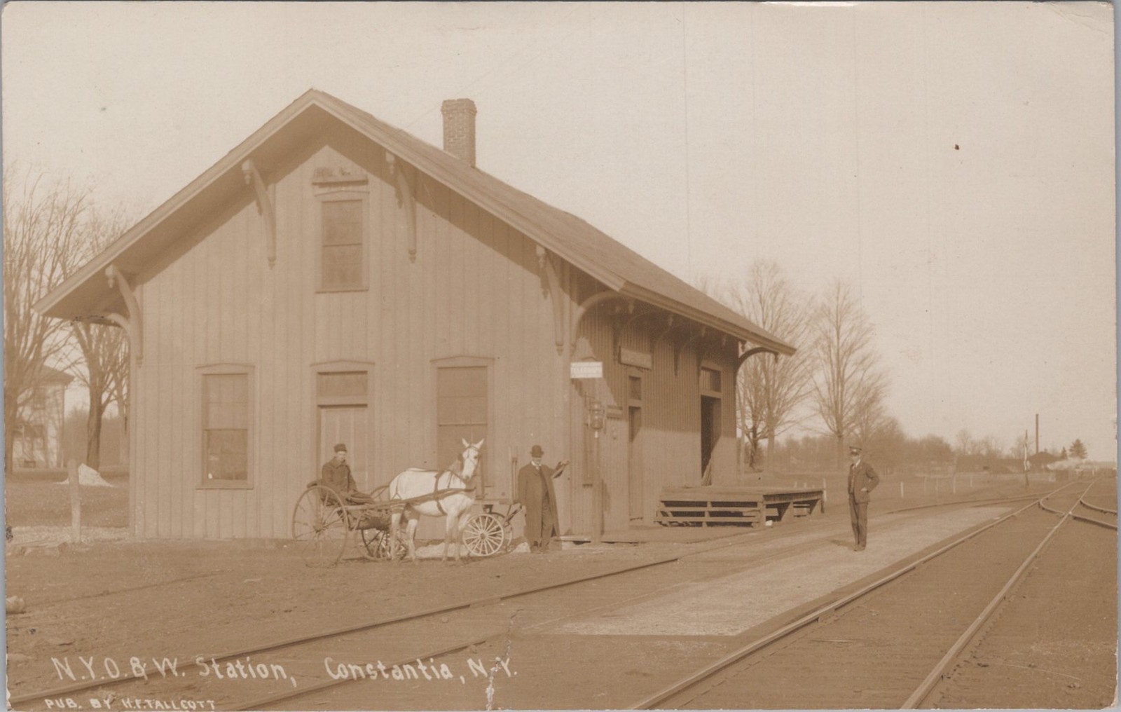 Constantia New York NYO&W Tallcott Railroad Station 1908 Real Photo Postcard