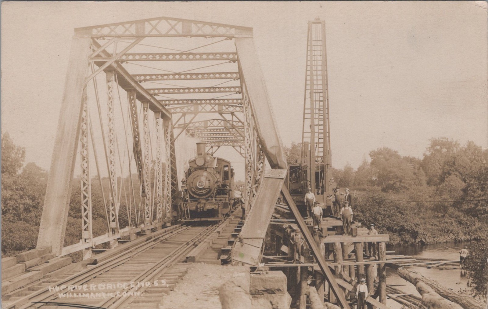 Willimantic Connecticut Hop River Bridge Number 55 Truss Train 212 Real Photo Postcard
