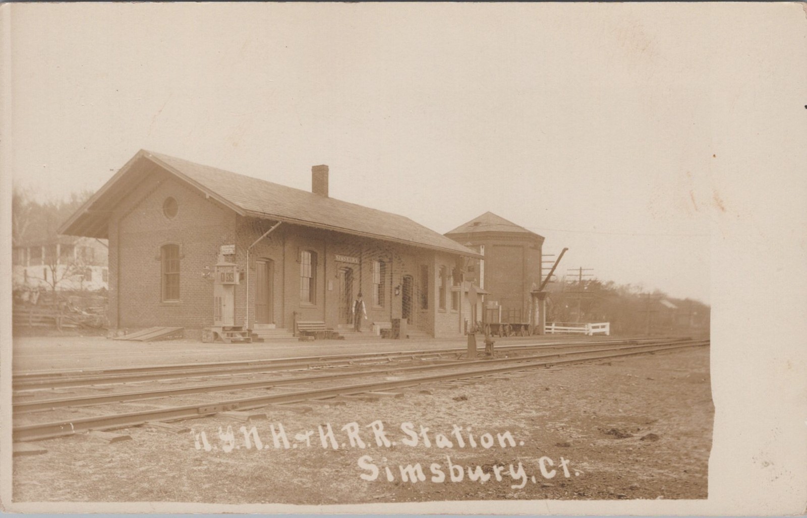 Simsbury Connecticut New York, New Haven And Hartford Railroad Train Station Foote 1900s Real Photo Postcard