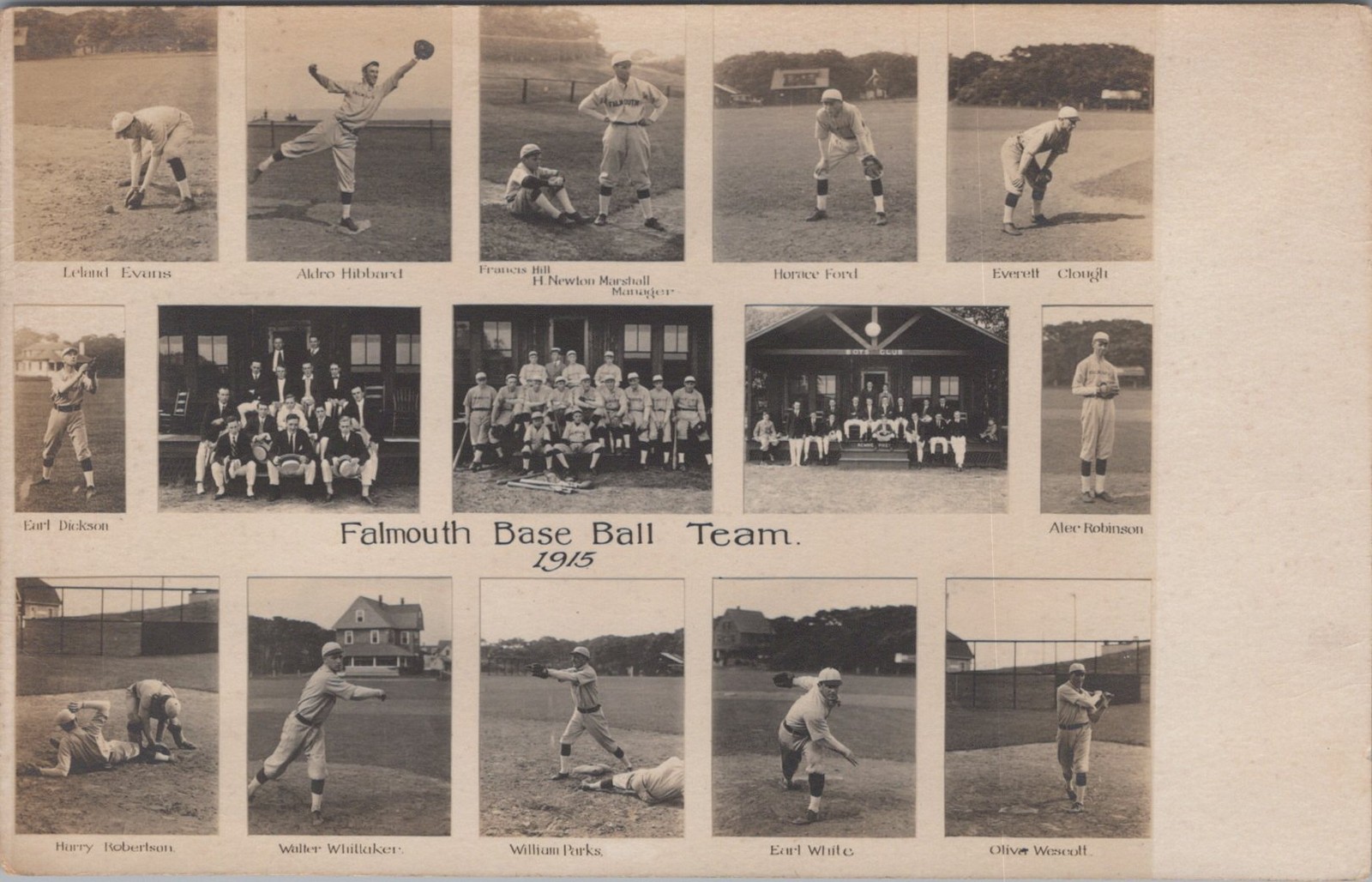 Falmouth Massachusetts Base Ball Team 1915 Real Photo Postcard