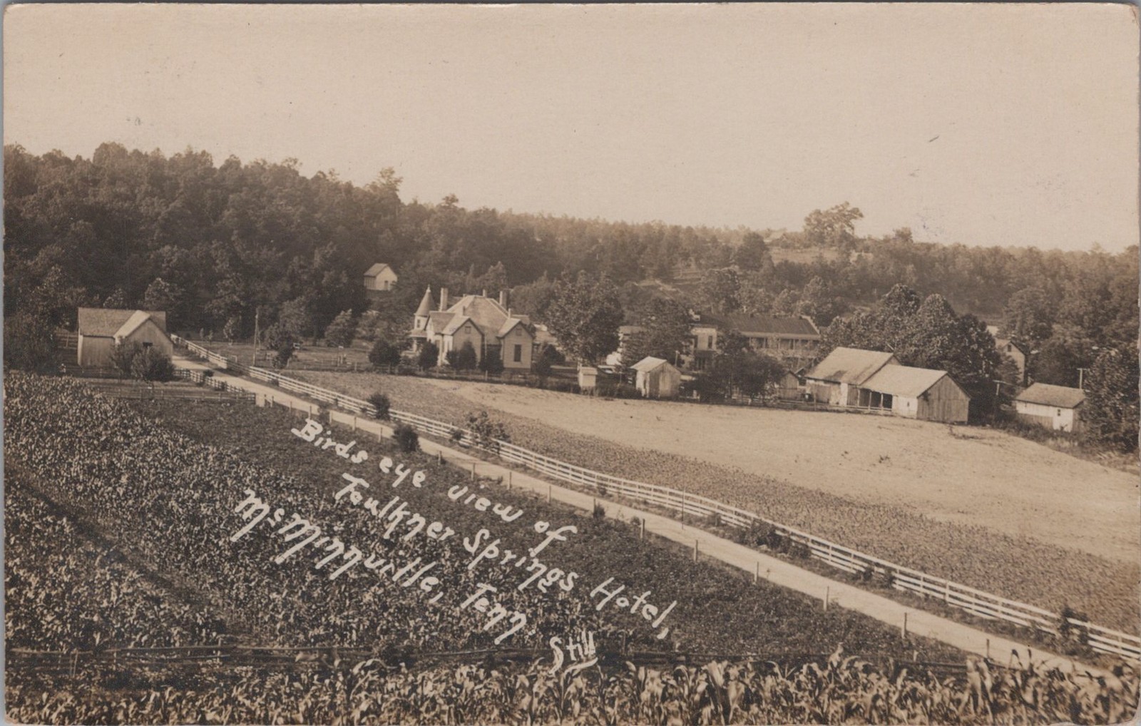 McMinnville Tennessee Faulkner Springs Hotel Birds Eye View 1908 Real Photo Postcard