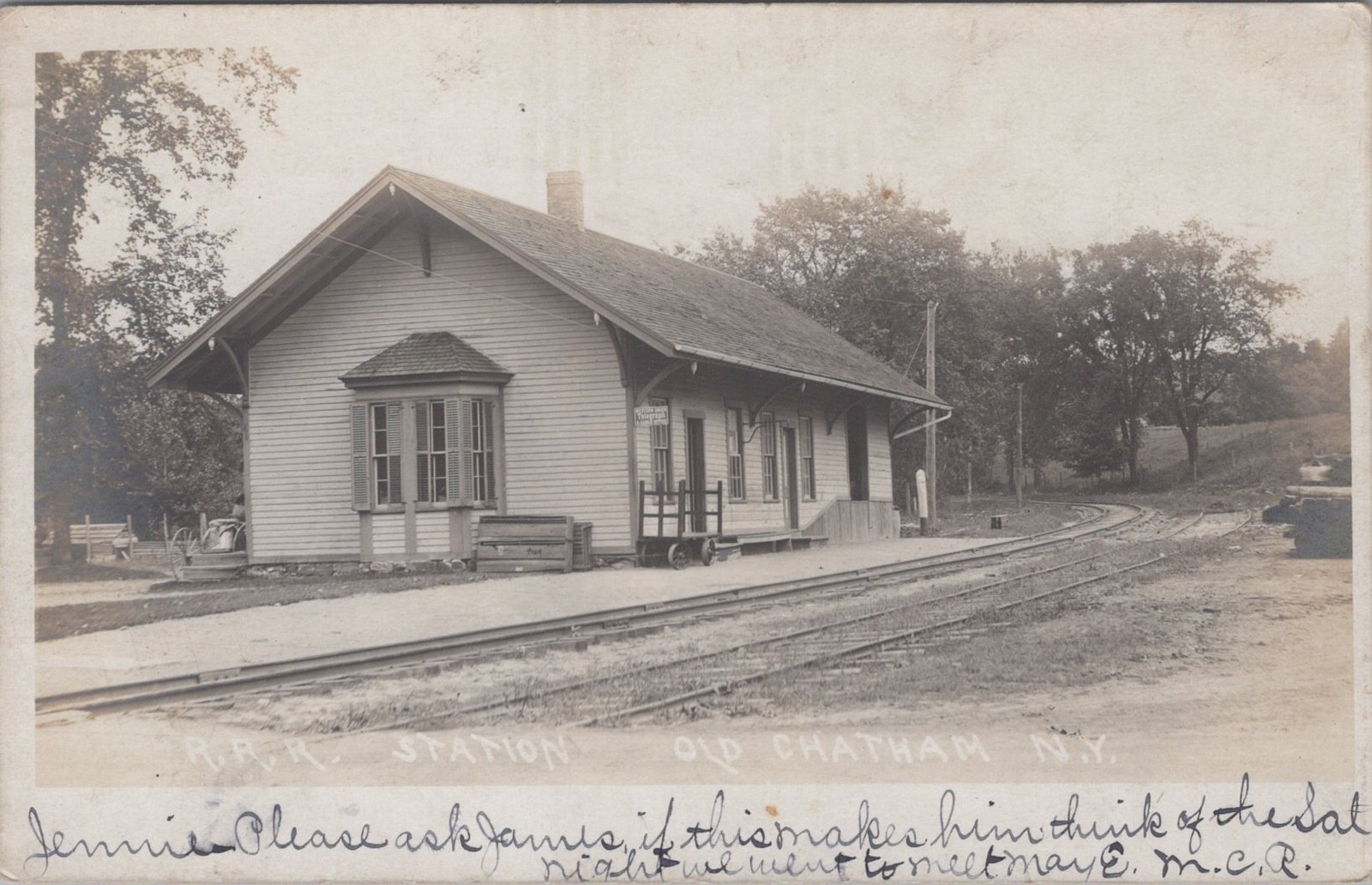 Old Chatham New York Powers Railroad Train Depot 1907 Real Photo Postcard
