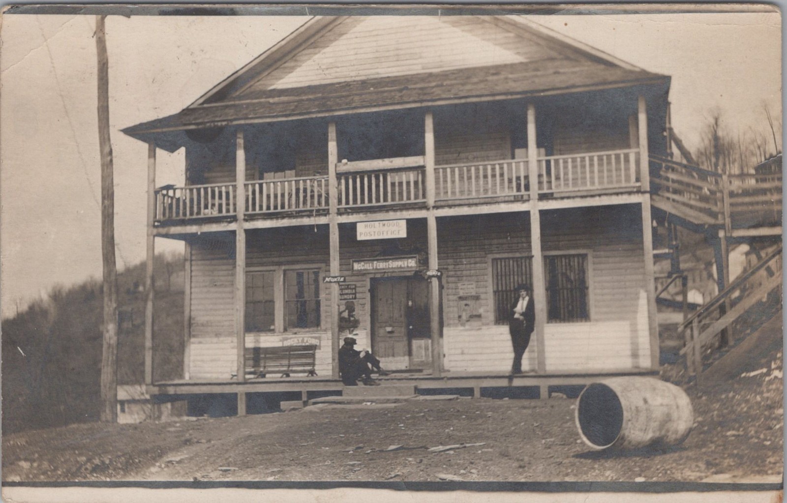Holtwood Pennsylvania Post Office McCall Supply Moxie Ford 1913 Real Photo Postcard