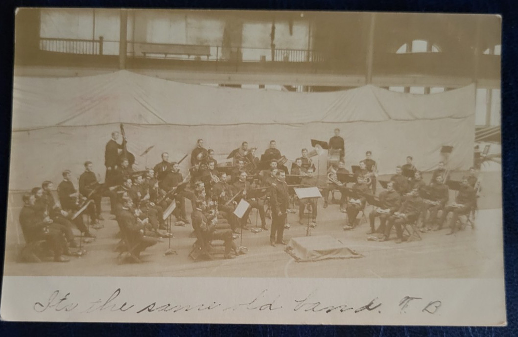 Urbana Illinois University of Illinois Military Band Interior View 1907 Real Photo Postcard