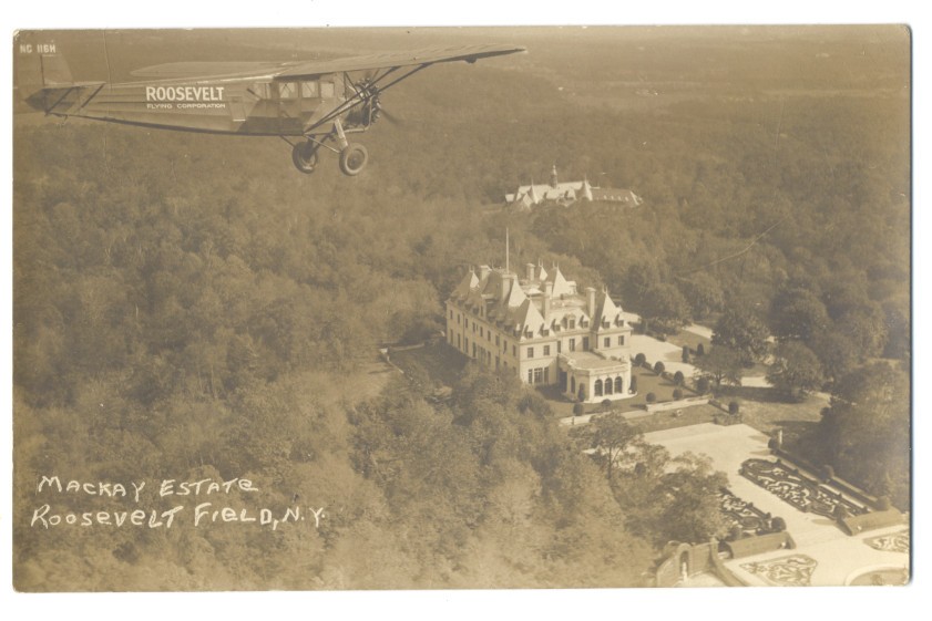 Roslyn Long Island New York Mackay Estate Roosevelt Flying Corp Airplane 1929 Real Photo Postcard