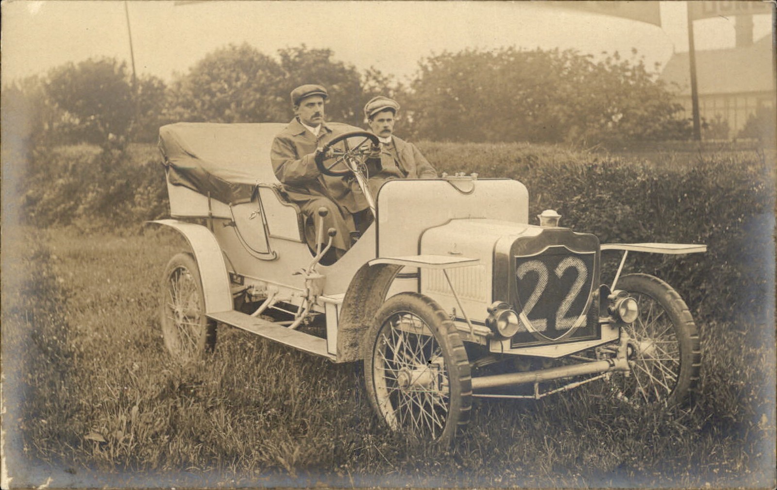 Douglas Isle of Man Car Number 22 on Grill Racing 1910 Real Photo Postcard