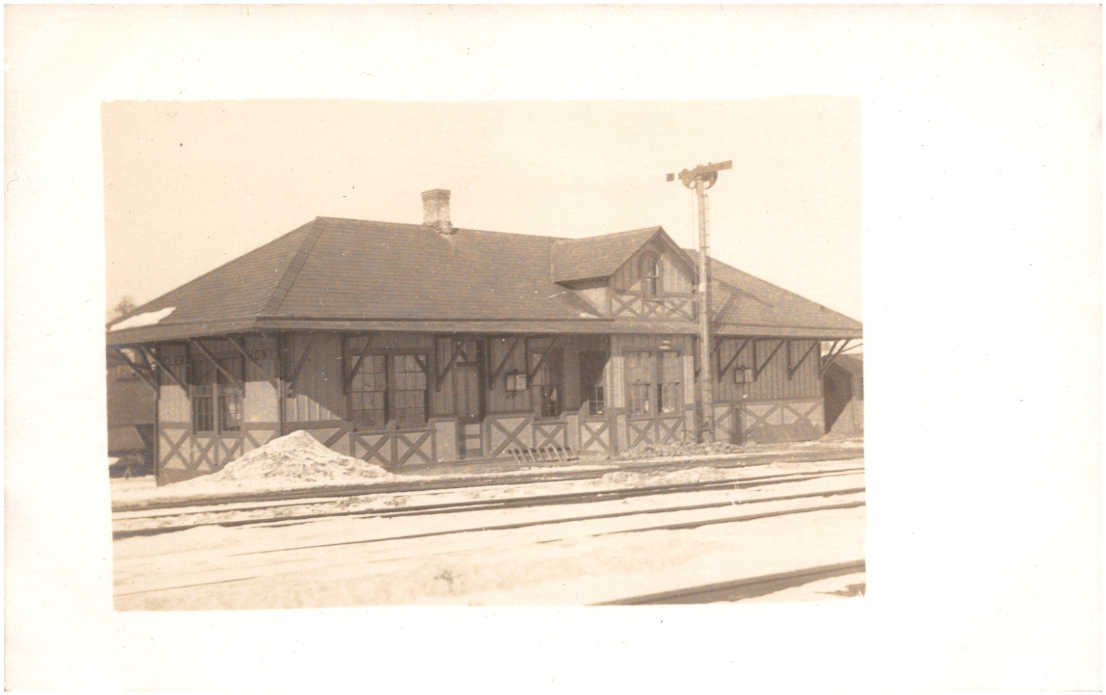 Clermont Pennsylvania Railroad Depot Train Station 1900s Real Photo Postcard
