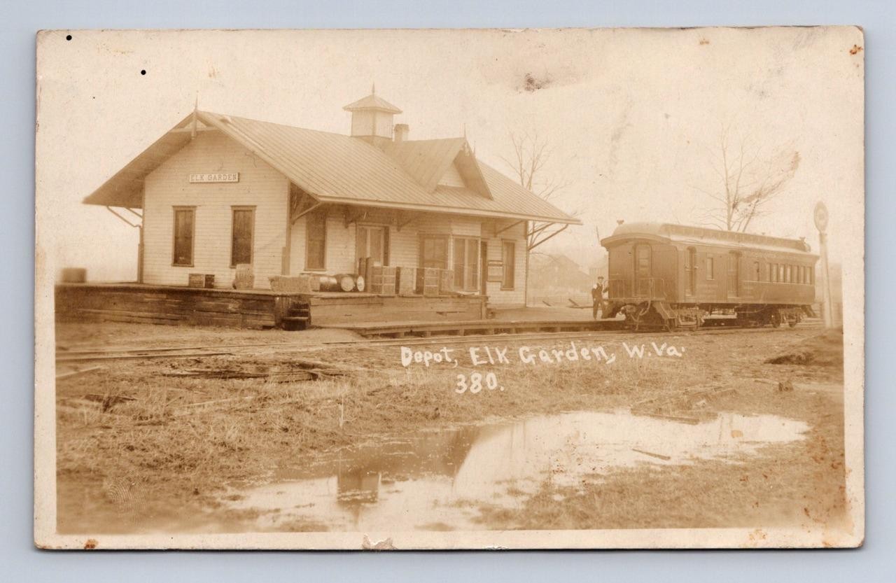 Elk Garden West Virginia Train Depot 1908 Real Photo Postcard