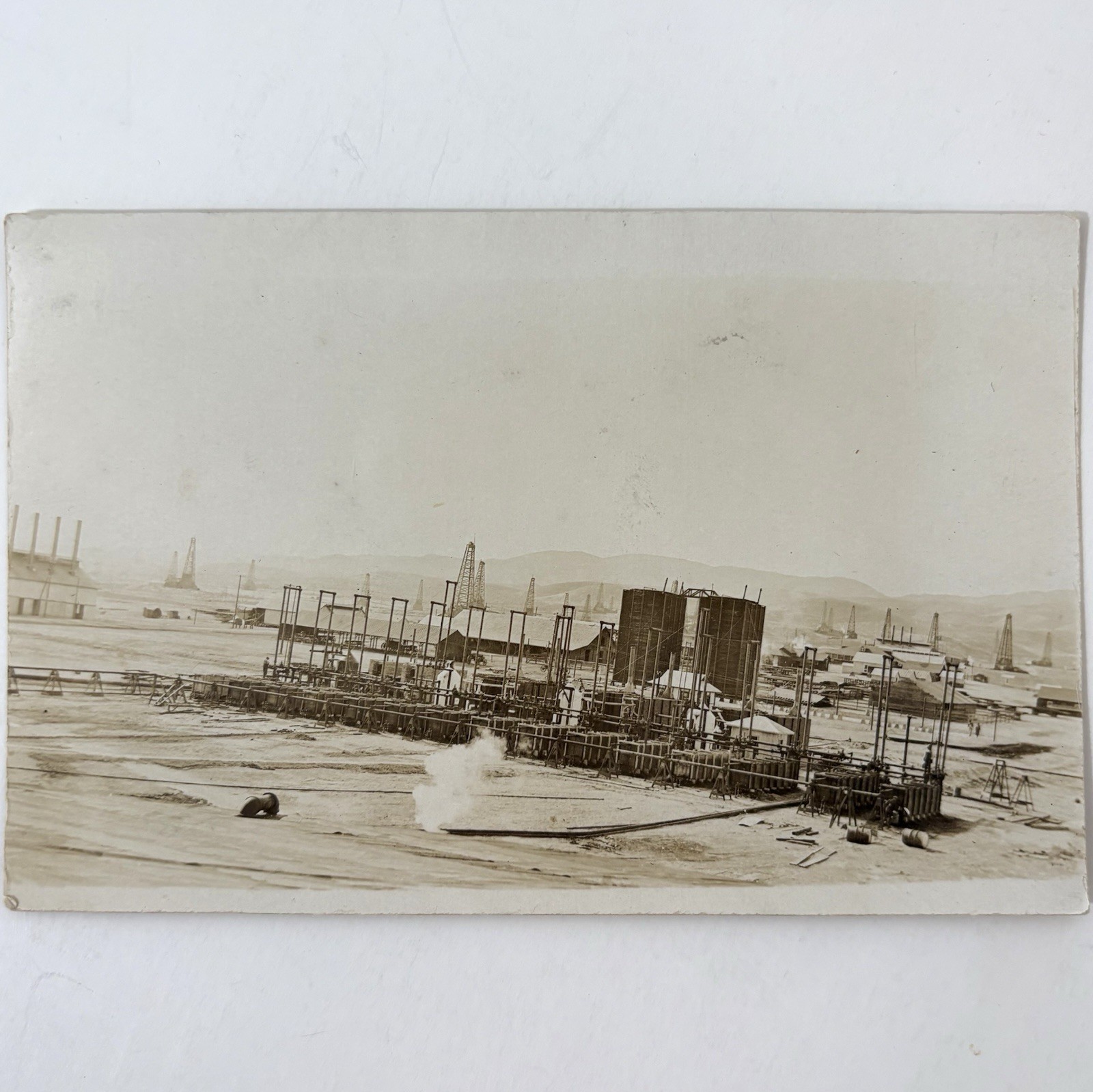 Fellows California Kern County Oil Derricks Plant Ghost Town Real Photo Postcard