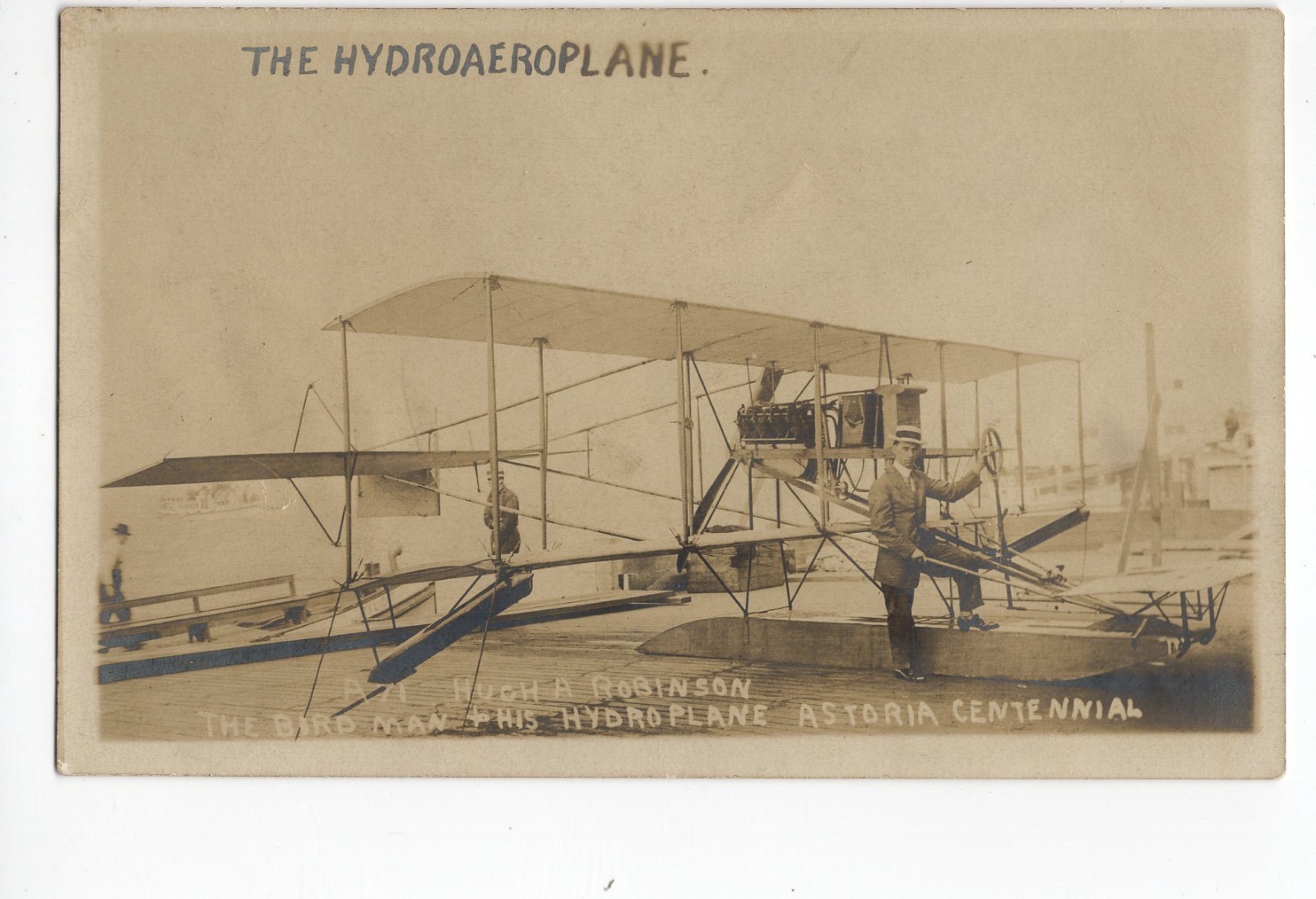 Asteria Cent Hugh Robinson Bird Man Hydroaeroplane Real Photo Postcard