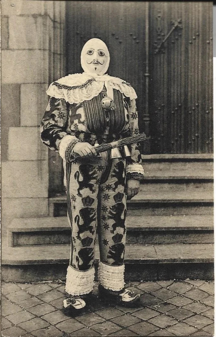 A Man In Spooky Carnival Costume And Mask Real Photo Postcard