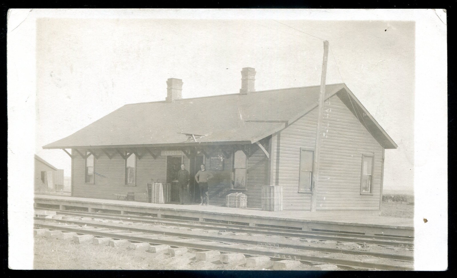 Cardston Alberta Train Station Real Photo Postcard