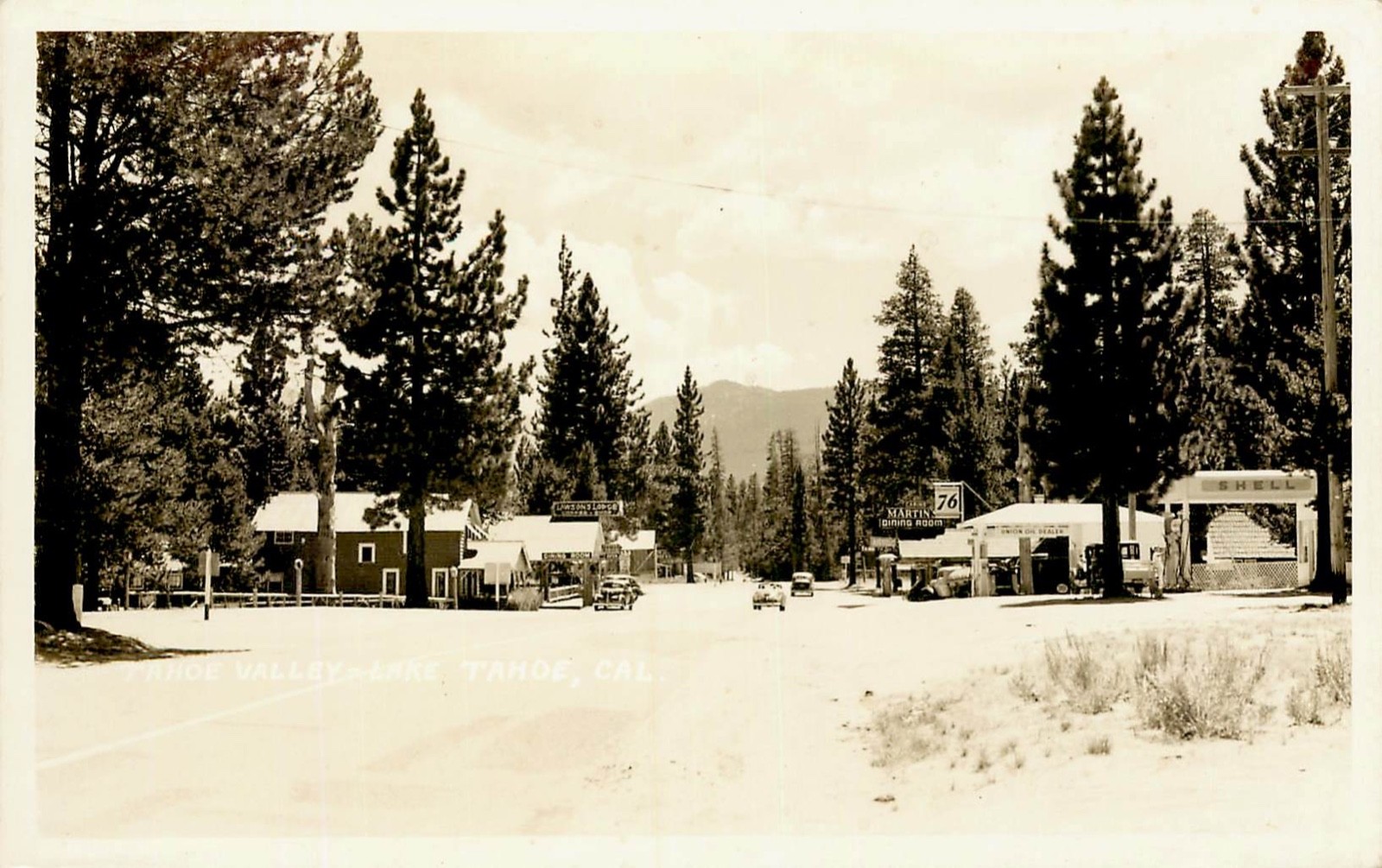 Lake Tahoe California Tahoe Valley Street Scene Real Photo Postcard