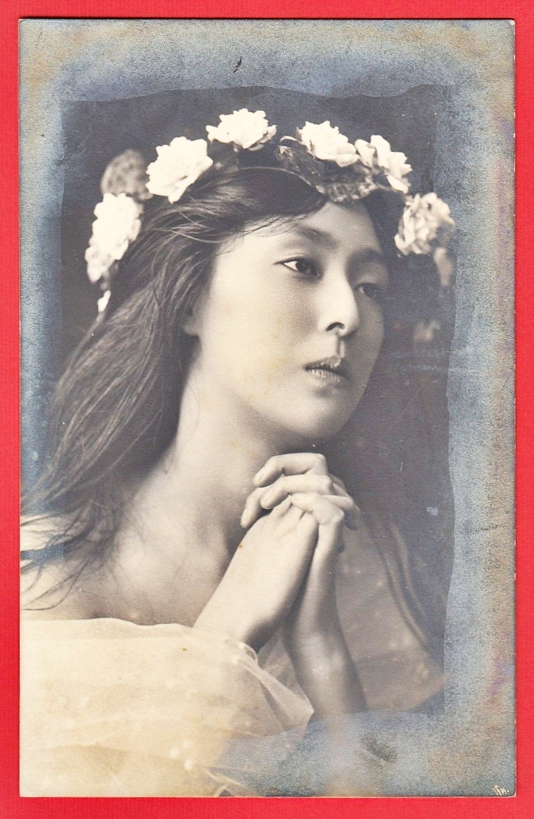 Japan Art Nouveau Geisha Woman Real Photo Postcard