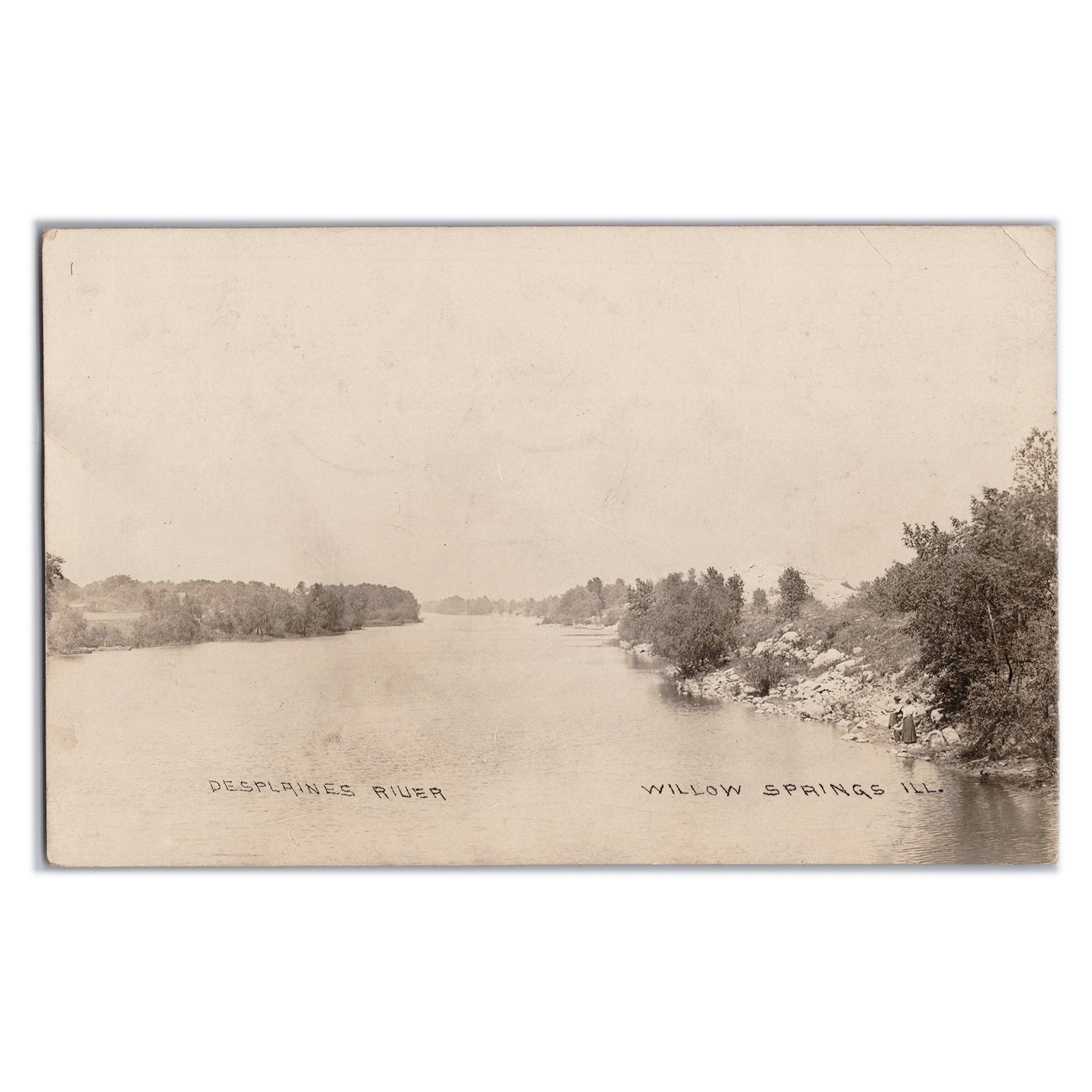 Willow Springs Illinois Des Plaines River 1911 Real Photo Postcard