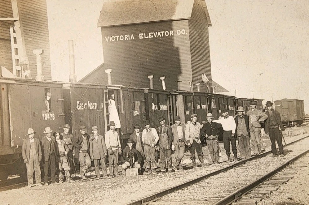 White Earth North Dakota Great Northern Railroad Linemen 1910 Real Photo Postcard