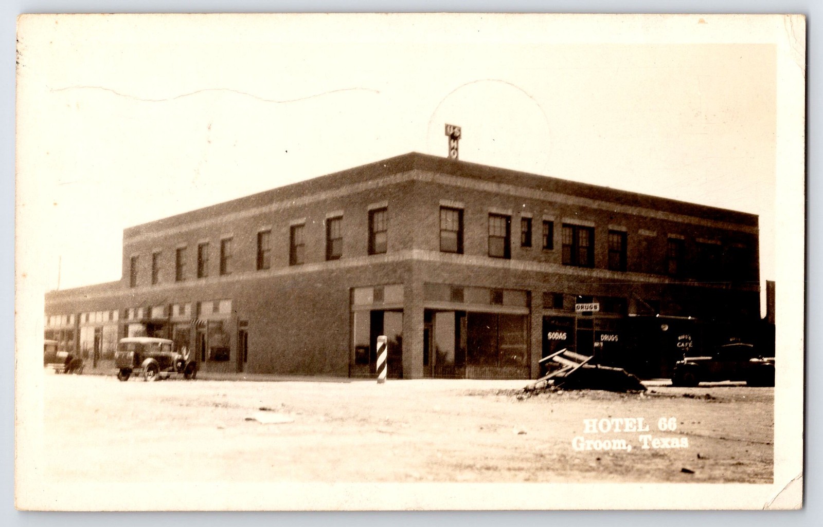 Groom Texas Hotel 66 Highway 66 1934 Real Photo Postcard