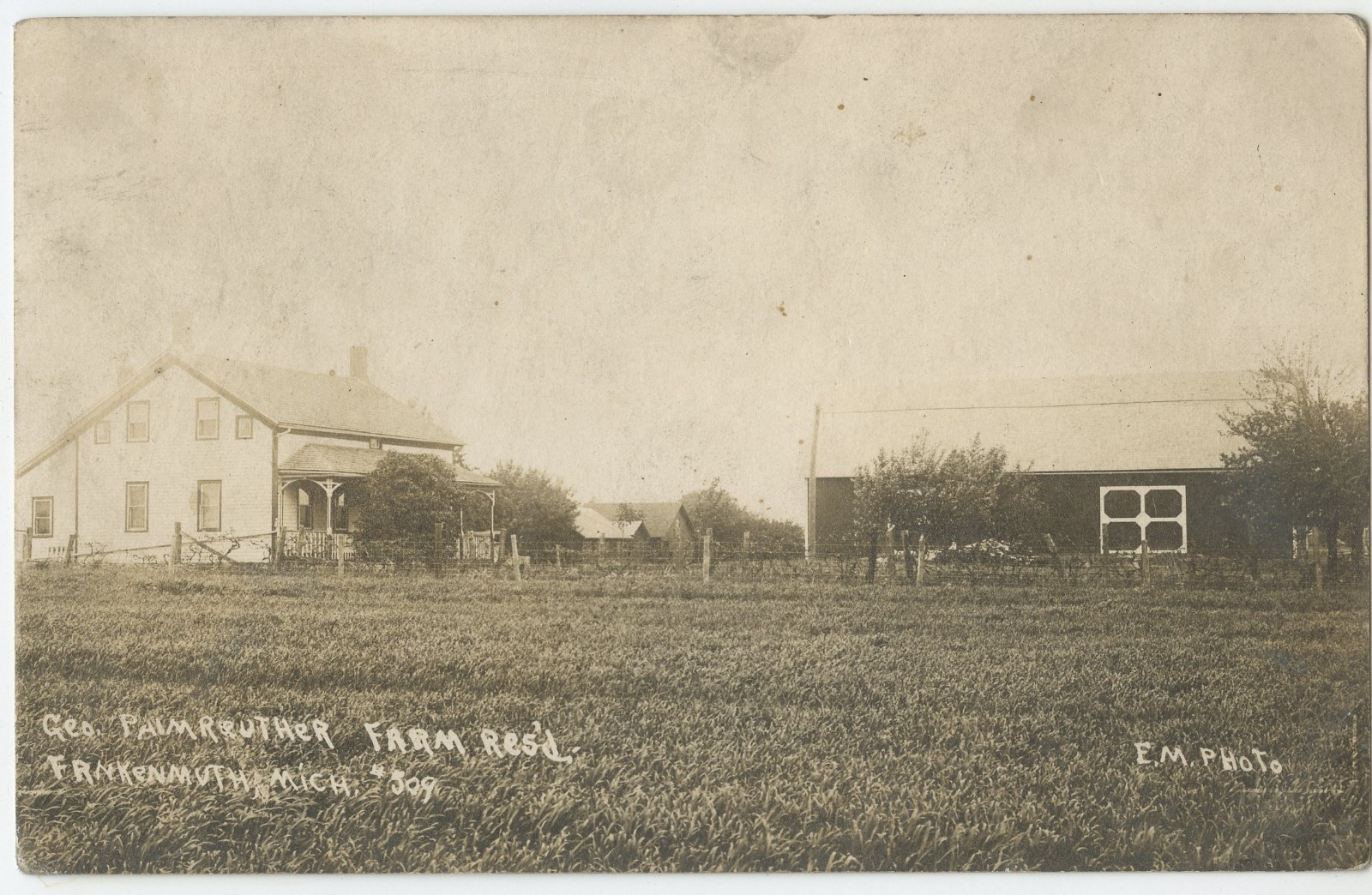 Frankenmuth Michigan Saginaw County Farm Residence Real Photo Postcard