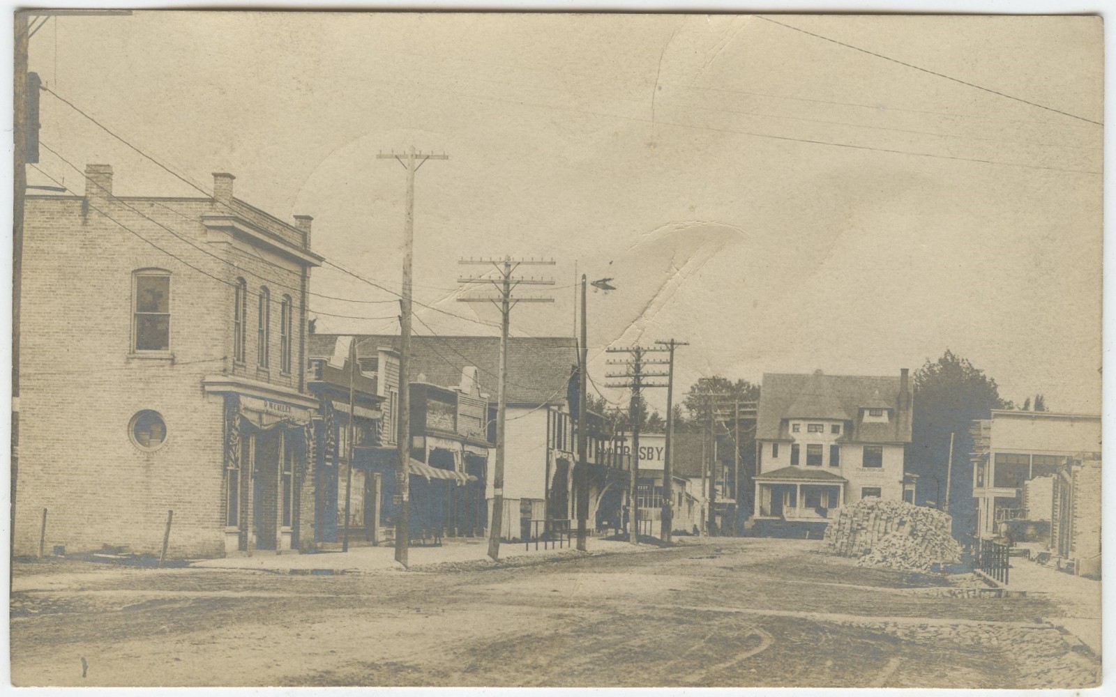 Merrill Michigan Downtown Street Scene Saginaw County 1909 Real Photo Postcard