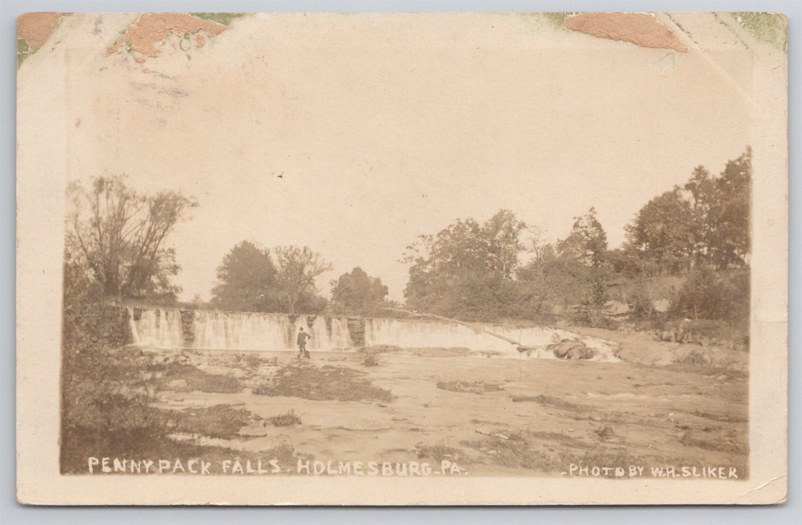 Pennypack Falls Holmesburg Pennsylvania Photo By W.H. Sliker 1903 Real Photo Postcard