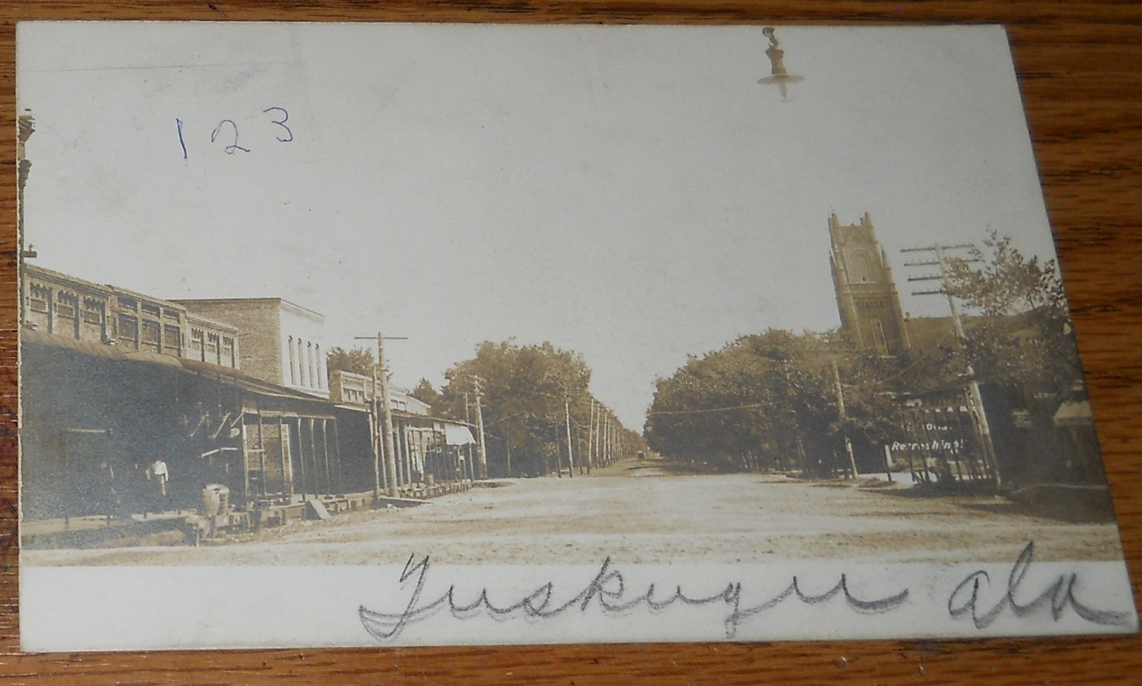 Downtown Tuskugee Alabama Storefronts 1907 Real Photo Postcard